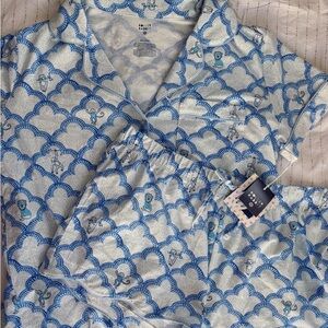 Roller Rabbit Blue & White Playful Printed Pajama Set